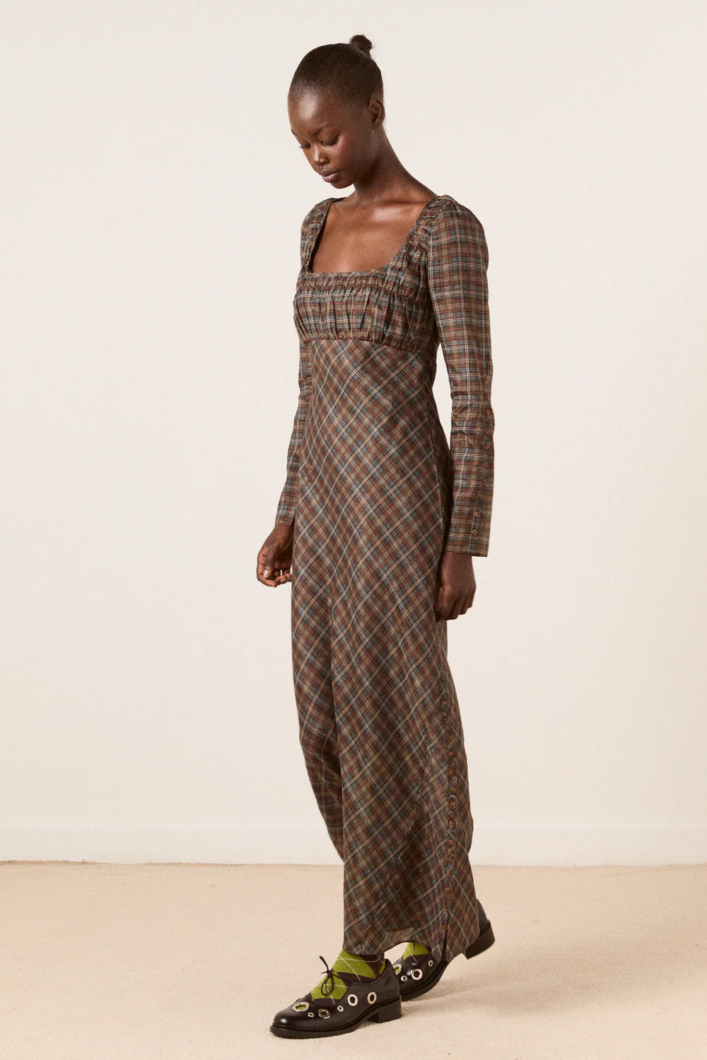 Damson Madder - Marissa Sheer Midi Dress - Multi Check
