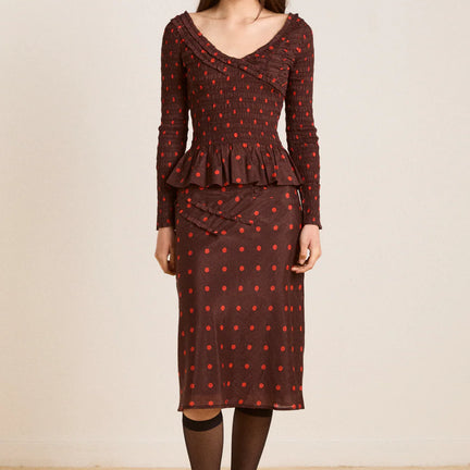 Octavia Knee Length Skirt, Burgundy