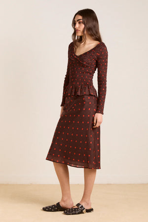 Octavia Knee Length Skirt, Burgundy