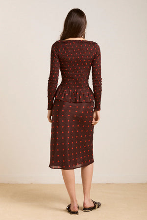 Octavia Knee Length Skirt, Burgundy