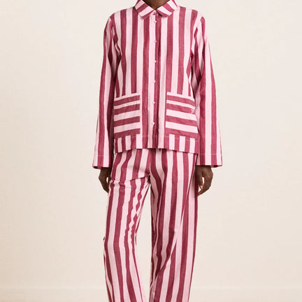 Florie PJ Set, Burgundy/Pink Set
