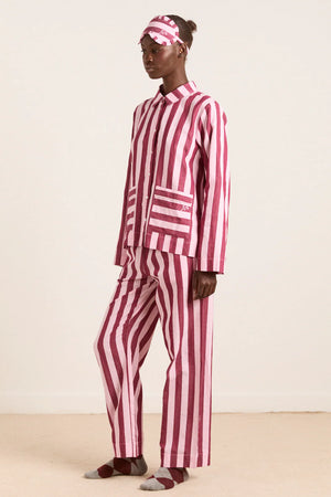 Florie PJ Set, Burgundy/Pink Set