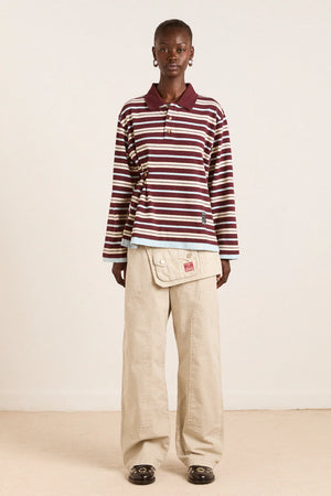 Noah Cinch Layered Rugby, Chocolate Stripe