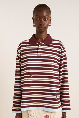 Noah Cinch Layered Rugby, Chocolate Stripe