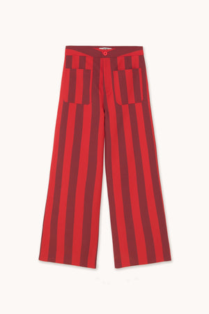 Wide Stripes Pocket Pants, Red U37