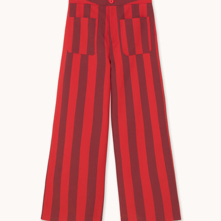 Wide Stripes Pocket Pants, Red U37