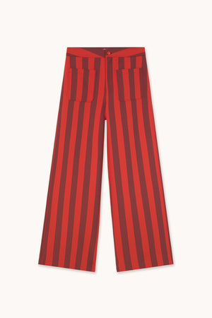 Wide Stripes Pocket Pants, Red U37