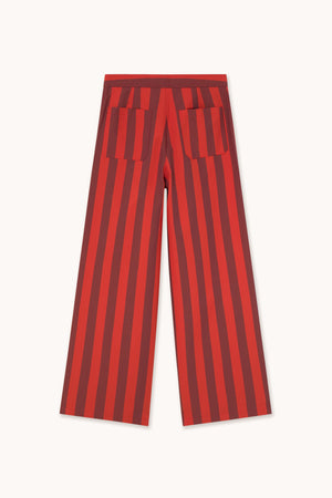 Wide Stripes Pocket Pants, Red U37