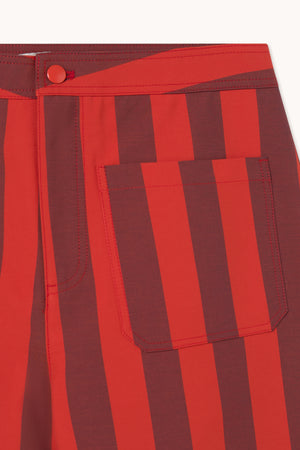 Wide Stripes Pocket Pants, Red U37