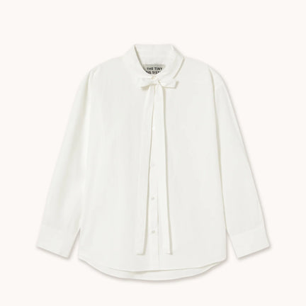 Bow Neck Shirt, White