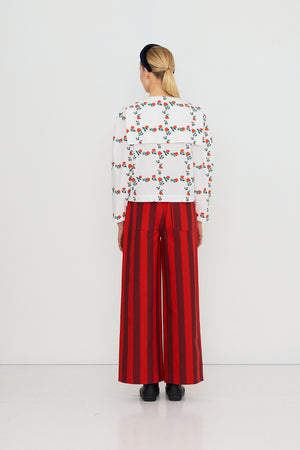 Wide Stripes Pocket Pants, Red U37