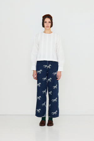 Horses Embroidery Berta Denim