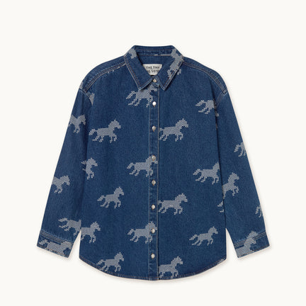 Horses Embroidery Denim Shirt