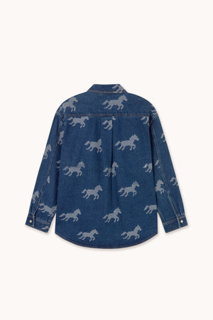 Horses Embroidery Denim Shirt