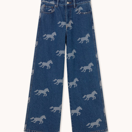 Horses Embroidery Berta Denim