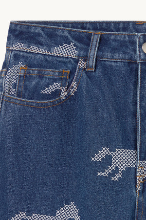 Horses Embroidery Berta Denim
