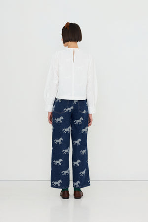 Horses Embroidery Berta Denim