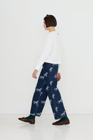 Horses Embroidery Berta Denim