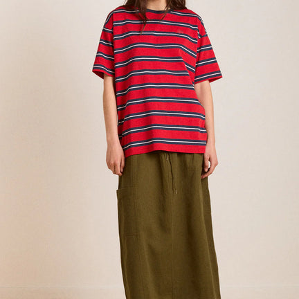 Ariel Shrunken Boyfriend Tee, Red/Navy