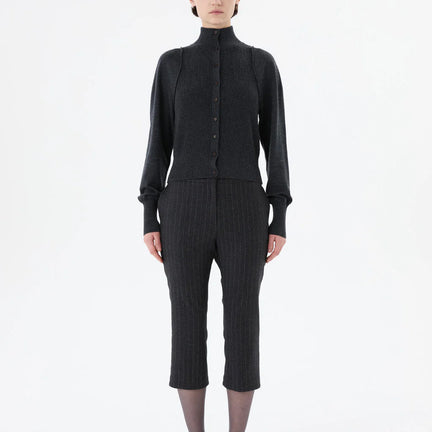 Blocking Button Up Cardigan, Charcoal