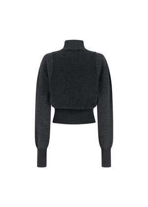 Blocking Button Up Cardigan, Charcoal