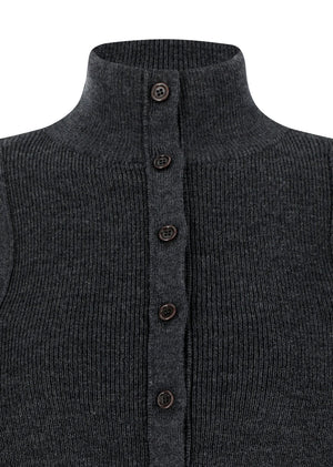 Blocking Button Up Cardigan, Charcoal