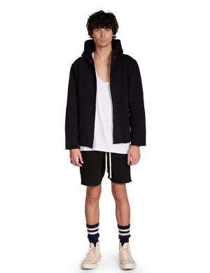 Heavyweight Raw Zip Hoodie, Black