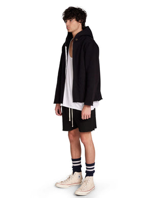 Heavyweight Raw Zip Hoodie, Black