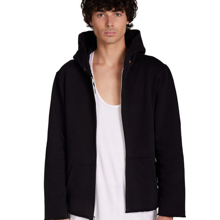 Heavyweight Raw Zip Hoodie, Black