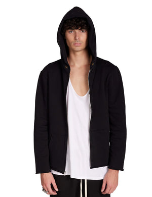 Heavyweight Raw Zip Hoodie, Black