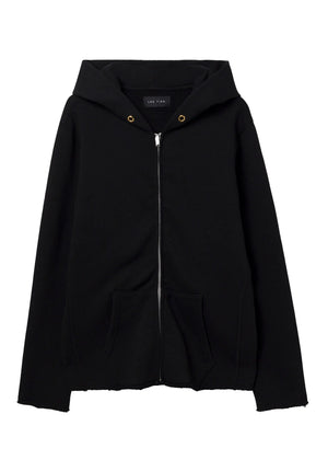 Heavyweight Raw Zip Hoodie, Black