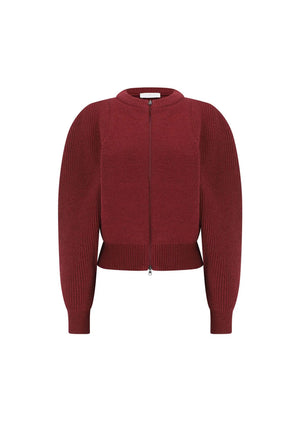 Cut Out Rounded Cardigan, Red