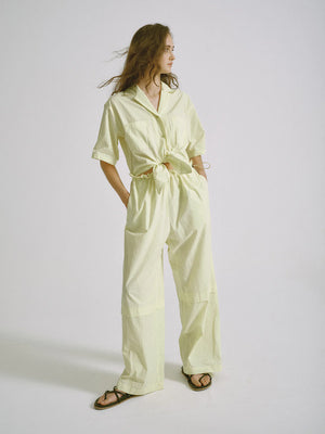 Open Collar Jumpsuit, Lime Yellow
