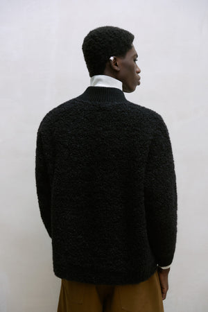Wool and Mohair Polo Sweater, Black, Size 1