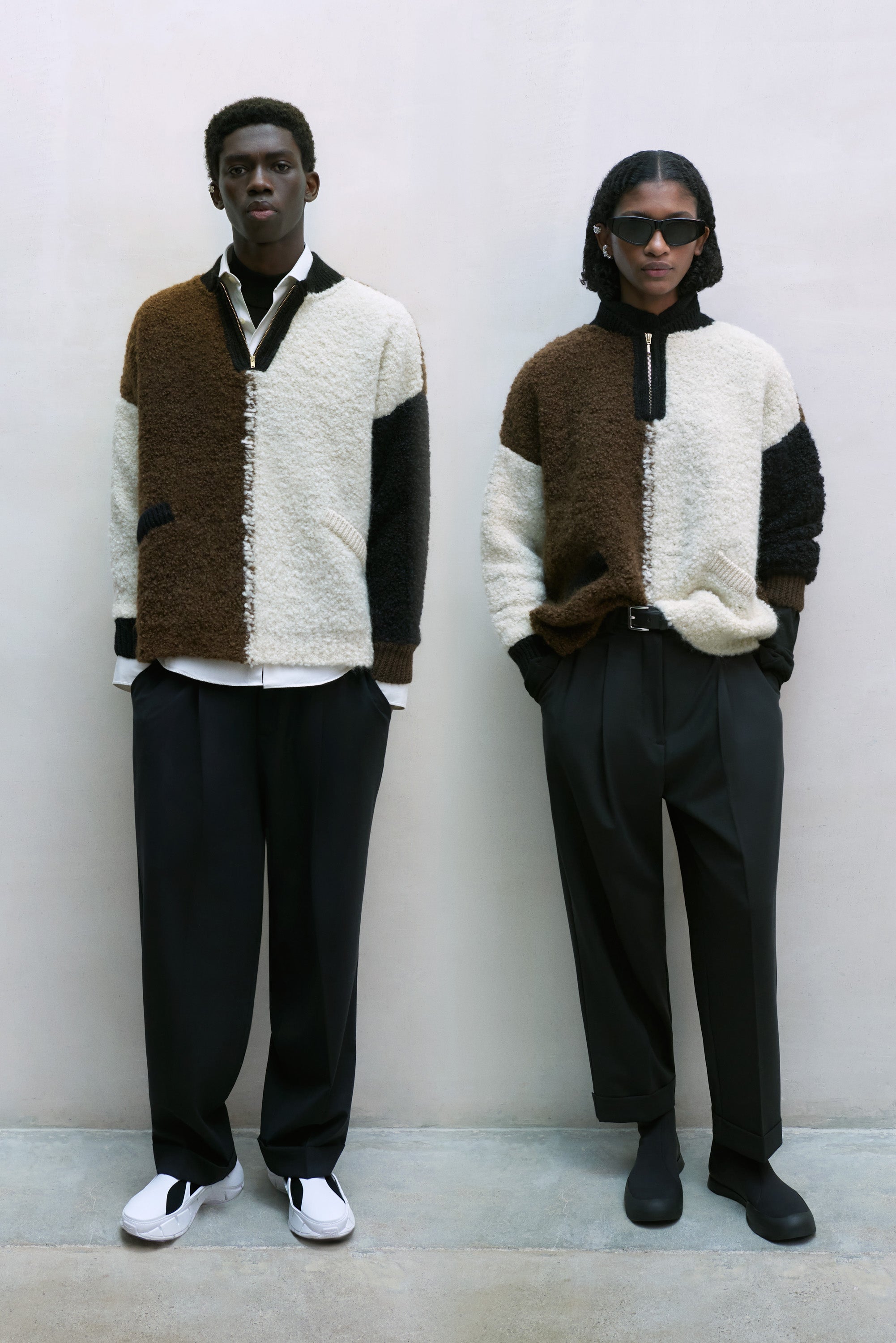 Wool and Mohair Polo Sweater Colorblock Size 1