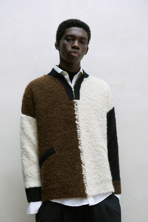 Wool and Mohair Polo Sweater Colorblock, Size 1