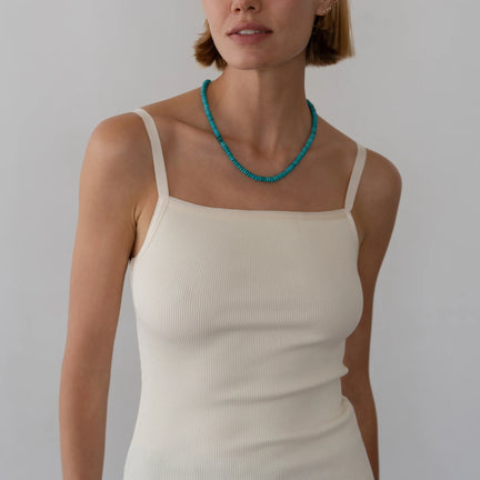 The Rib Satin Tank, Creme