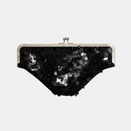 Sequins Undies Clutch, Black