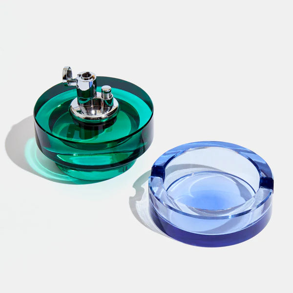 Glass Tabletop Lighter, Blue Algae