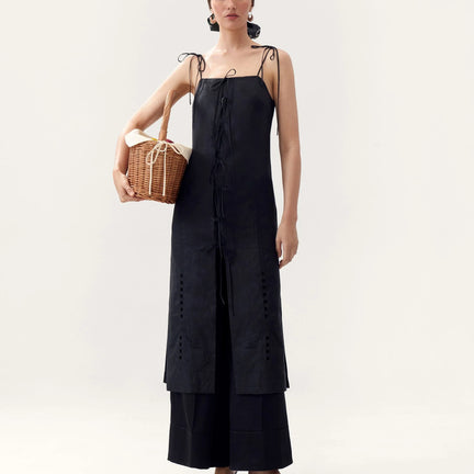 Oliana Dress with Ties in Black