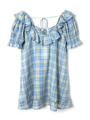 Harlow Mini Night Dress, Butter Blue Check