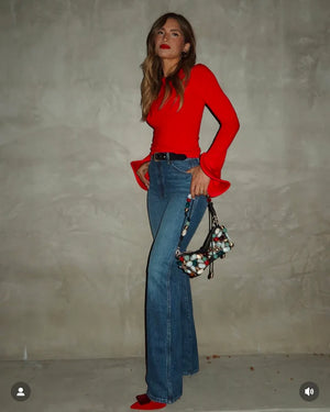 Wave Sleeve Bamboo Top