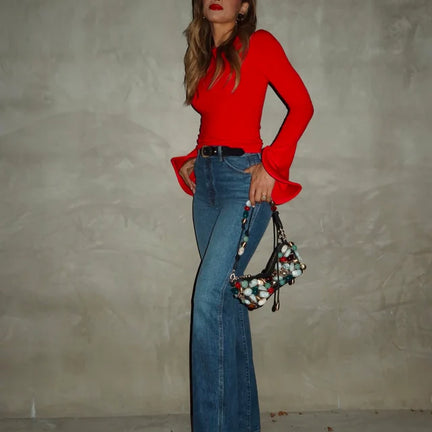 Wave Sleeve Bamboo Top