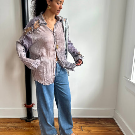 Orange Peel Crochet Evening Shirt