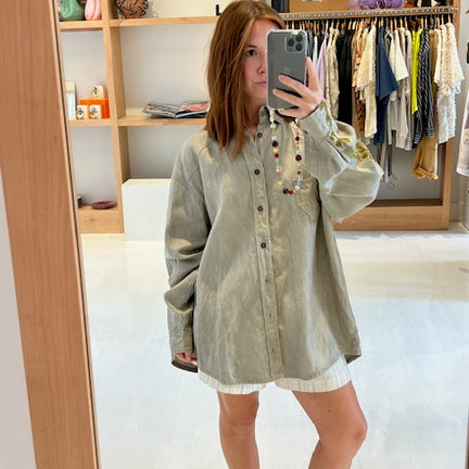 Llama Fruit Hemp with Pericon Flower Cargo Shirt