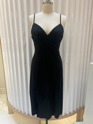 Apero Dress with Slit in Black Jacquard