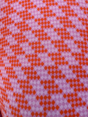 Draped Geometric Pink Red Print Jersey Bodycon Dress, W007588