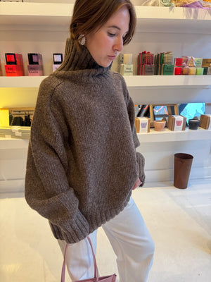 Ringo Oversized Sweater, Brown Melange One Size