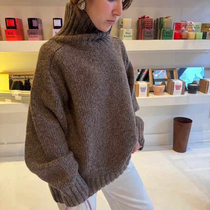 Ringo Oversized Sweater, Brown Melange One Size