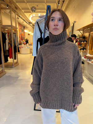 Ringo Oversized Sweater, Brown Melange One Size